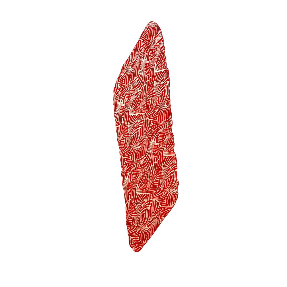 Red White Vintage Bold Printed Semi Sheer Parallelogram Scarf 38in Long